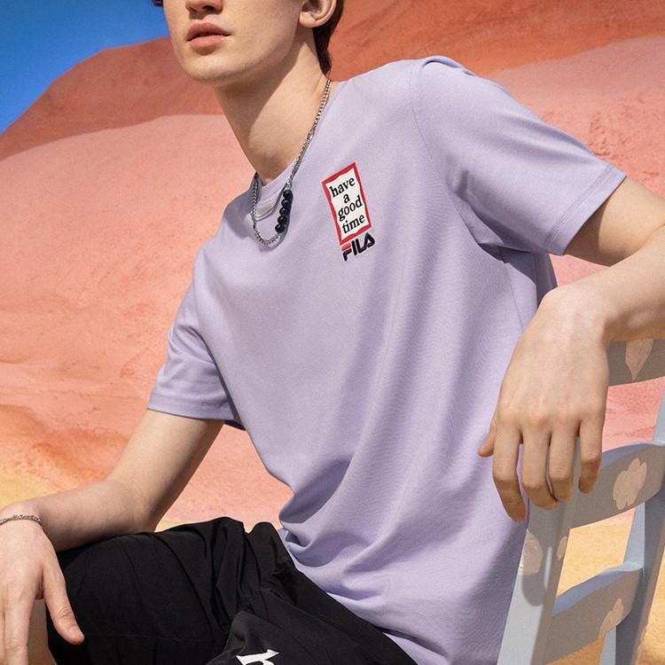 FILA X HAGT T Shirts Unisex Fantasy Purple Crew Neck Moderate Straight Fit F11U229102F-VT
