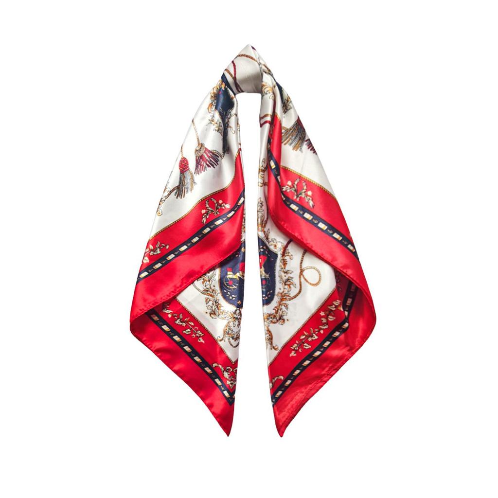 90cm Women's Retro Versatile Imitation Silk Scarf - European & American Style Satin Headscarf with Colorful Print