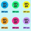 Percent Off Sticker 10 to 60 Sale Sticker for Retail Store 0.87 Inch(7/8 Inch) Circle Price Marker Tag Adhesive Labels Sale 6 Colored - 1240 PCS