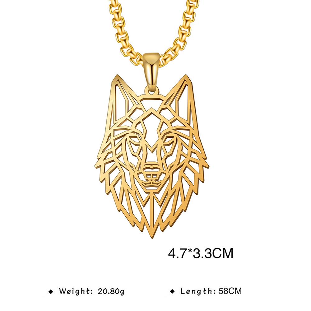 My Shape Lion King Crown Pendent Necklaces for Men Boys Stainless Steel Punk Animal Wolf Charms Choker Chains Hip Hop Jewelry