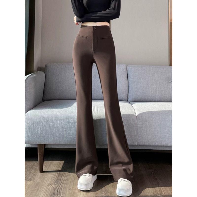 

Women s 2026 High-Waisted Slimming Black Micro Flare Suit Pants – New Style Straight-Leg Casual Trousers. L 105-115 pounds