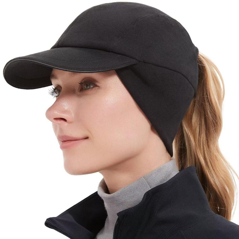 Reflektierende Polarfleece Mütze Thermischer Ohrwärmer Laufmütze Radmütze Winddichte Golf Sportkappe Winter