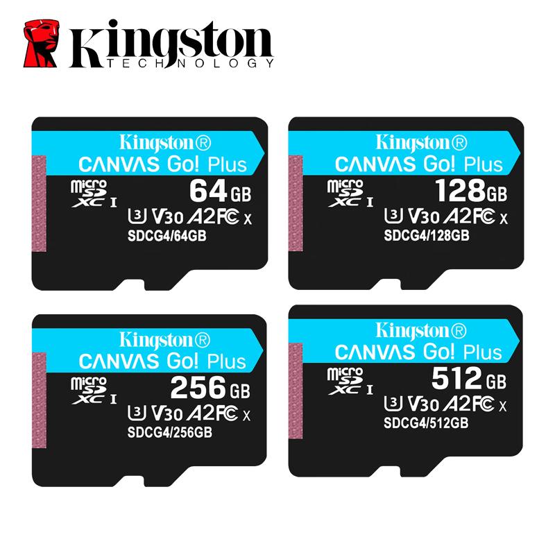 Kingston 200Mb/s Micro Sd 256GB SDCG4 Micro SD Card 64GB 128GB 512GB TF Card Memory Card SDXC Canvas Go Plus Flash SD Card for Drones/Sports Camer