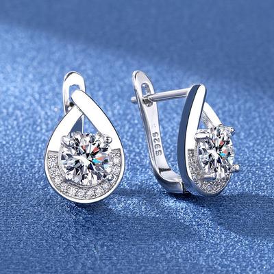 925 Silberohrringe für Damen Runde Zirkonohrringe Funkelnder Schmuck für Party, Hochzeit, Geschenk Zubehör