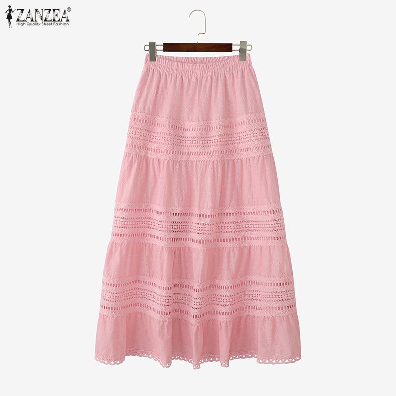 ZANZEA Women Summer Fashion Lace Crochet Patchwork Casual Long Skirts