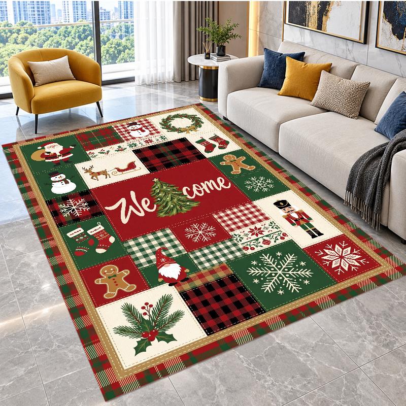 Tappeto da Pavimento a Tema Natalizio, Morbido Tappeto da Zona, Decorazione per la Casa Indoor di Natale per le Feste