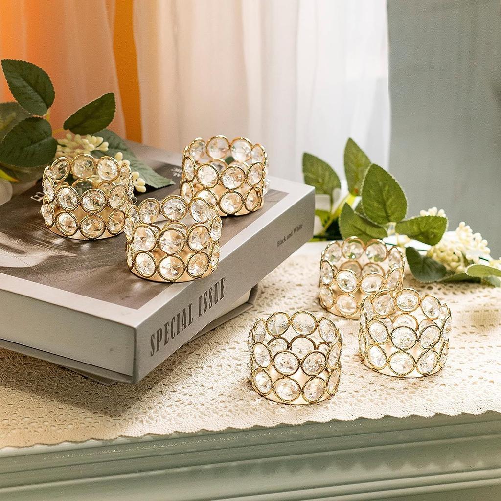 Crystal Tealight Candle Holder Votives Bowl for Home Decoration, Diya Diwali Lights Centerpieces for Wedding Party Table Pack of 10