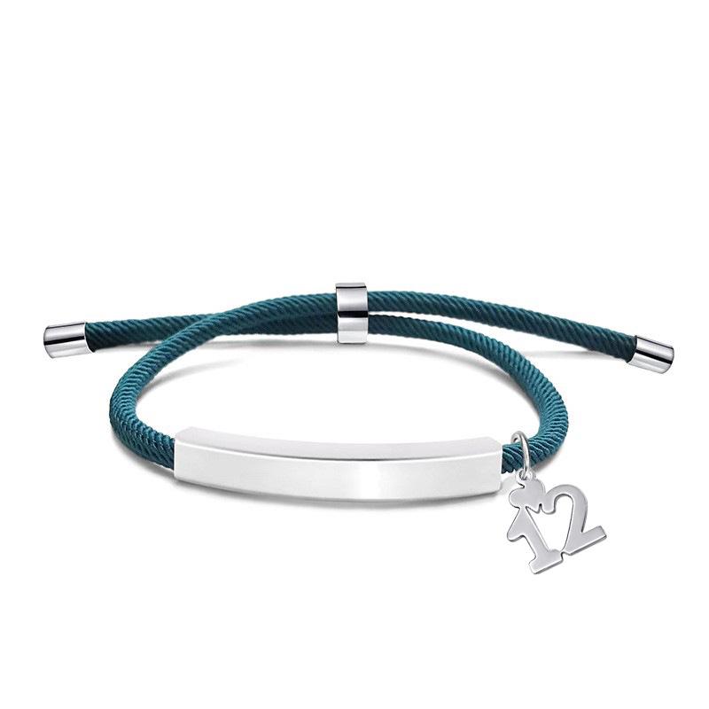 Multi-color Engravable Stainless Steel Bracelet with Number 16 Charm