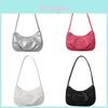Borsa a Spalla da Donna Argentata con Materiale PU Pieghettato per Uso Quotidiano Casual
