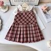 Girls' Korean Academy Style Plaid Sleeveless Vest Dress for Spring/Autumn (ACB108)
