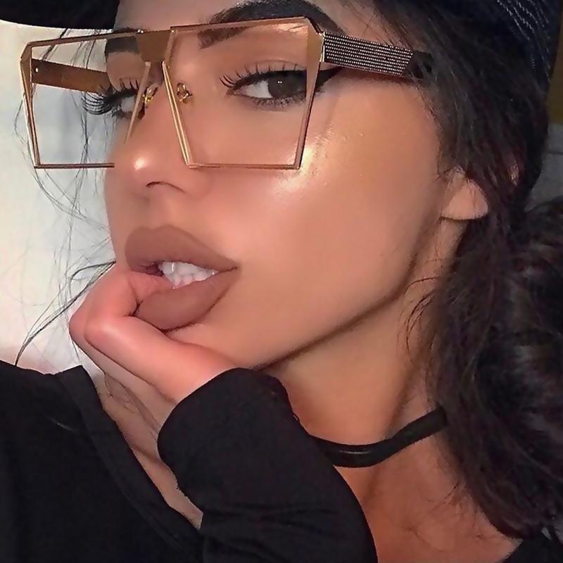 Fashion Luxury Brand Designer Oversized Square Sunglasses Women For Men Vintage Flat Top Mirror Shades Trend Punk Sun Glasses