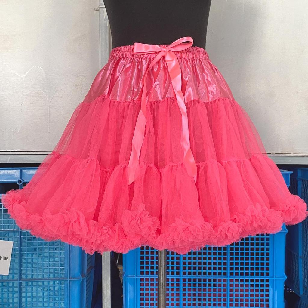 Weißer Erwachsenen Mesh Puffrock - Super Puffiger Halbkörper-Kostüm-Petticoat