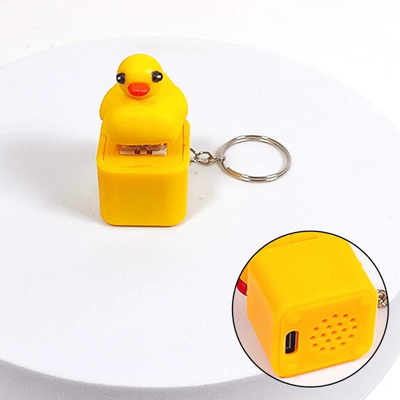 Anti-Stress Schreeuwende Geit Kat Kikker Eend Sleutelhanger LED-Lichtgevend Fidget Knop Cartoon Schattig Dier Oplaadbare Geluid Makende Sleutelhanger zwart