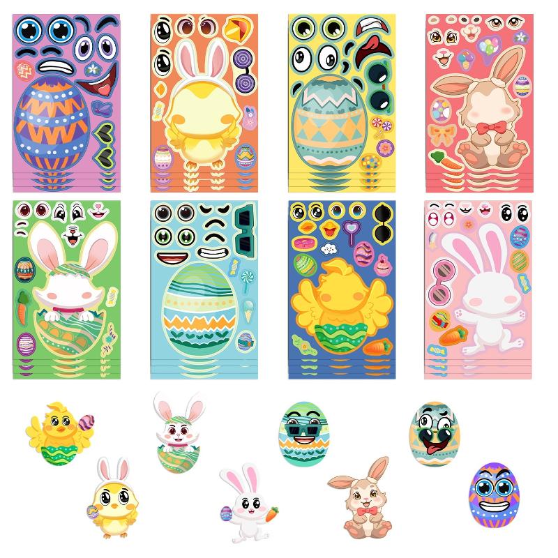 16Sheets Easter Stickersegg Decorating Bunny Stickers Easter Activities Party Favors Games Easter Crafts Gifts Bags