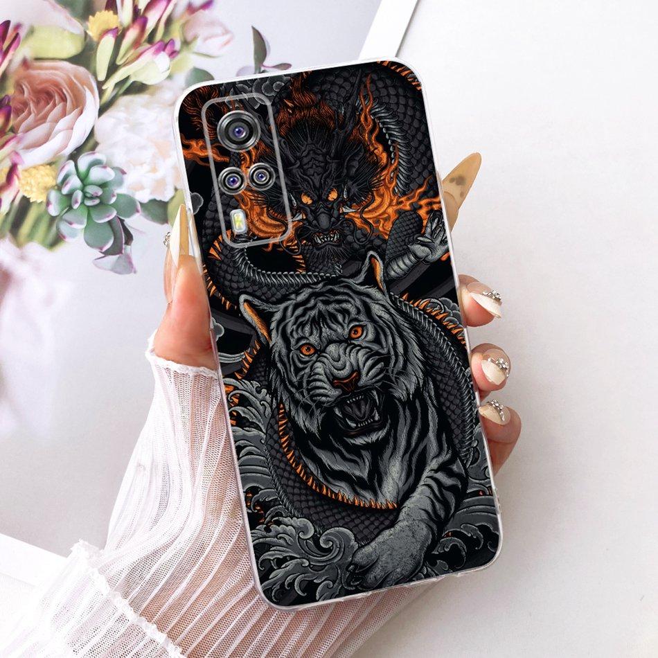 For Vivo Y51 V2030 V2031 Y51A Y31 Y33 Y53s 4G Cool Dragon Tiger Pattern Phone Case For Vivo Y51 2020 Soft Silicone TPU Cases