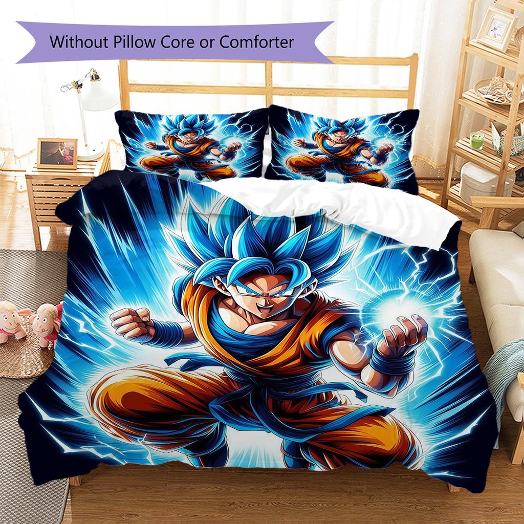 Biancheria da letto con motivo Son Goku, Set piumone Copripiumone Federa Regalo di compleanno per la casa (1 * copripiumino + 2 * federa, senza nucleo)