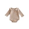 Korean Children's Spring/Autumn Lapel Romper - Cute Baby College Style Long-Sleeve Outfit.
