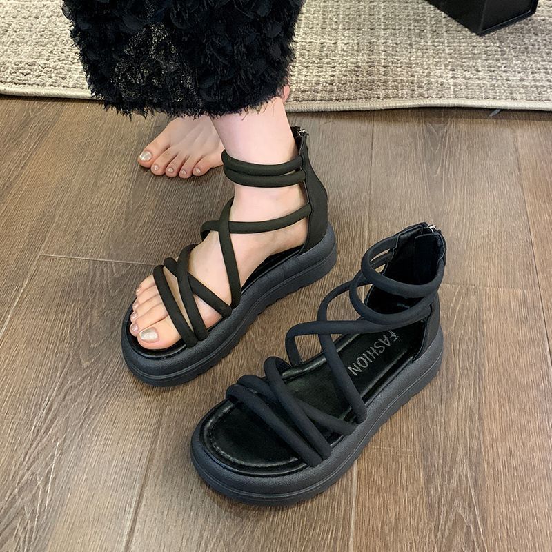 Sandals Female Student 2025 Summer New Fashion Versatile Design Sense Niche Temperament Muffin Platform Roman Sandals