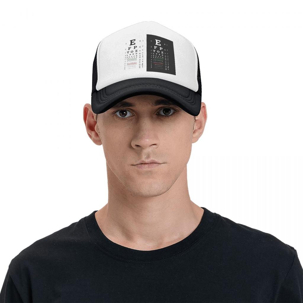 Punk Snellen Chart Eye Test Baseball Cap for Unisex Women Breathable Optometrist Optician Trucker Hat Sun Protection Snapback Caps