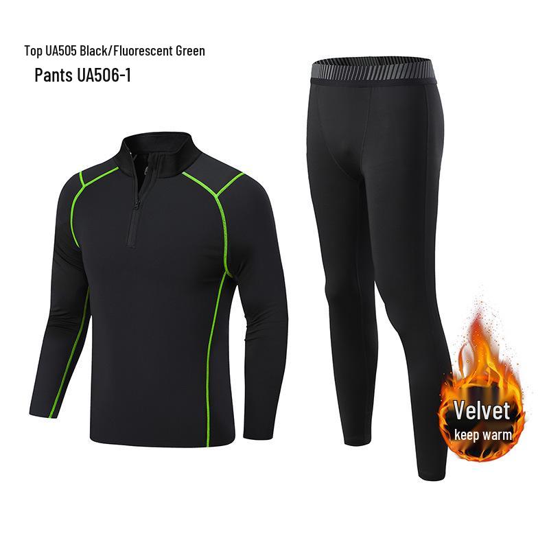 Kids' Quick-Dry Long Sleeve Training Set - Velvet Lined, High Elasticity for Autumn/Winter Sports