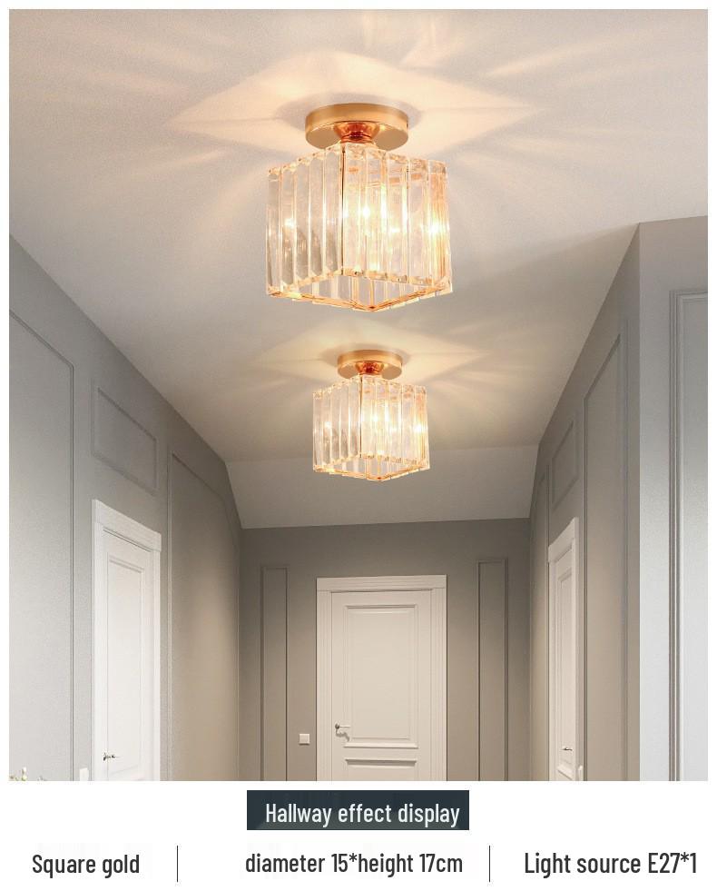Crystal Ceiling Light for Modern Spaces - Elegant, Simple, Nordic Design for Corridors, Balconies, Entrances, and Bedrooms