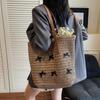 Yogodlns Summer Beach Large Capacity Tote Bag Women Shoulder Bag Handmade Woven Top-Handle Bags Raffia Boho Women Bag