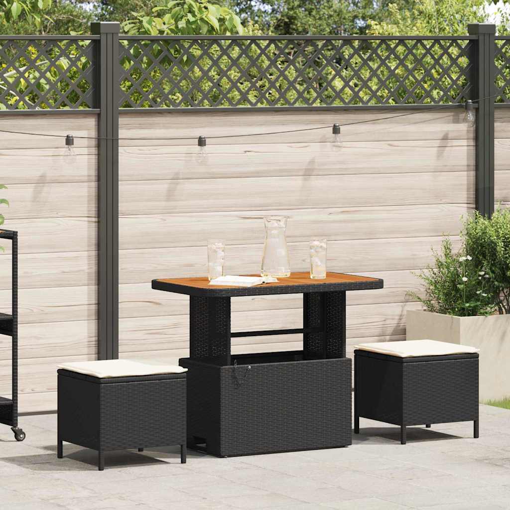 Garden Dining Set Black Poly Rattan