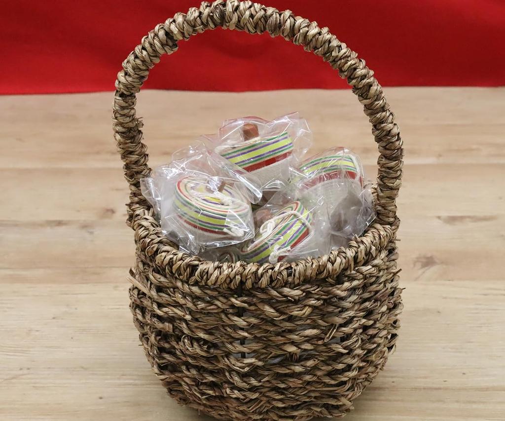 Mini Mini Traditional Japanese Wooden Folk Spinning Tops, Set of 10, for Commercial Use