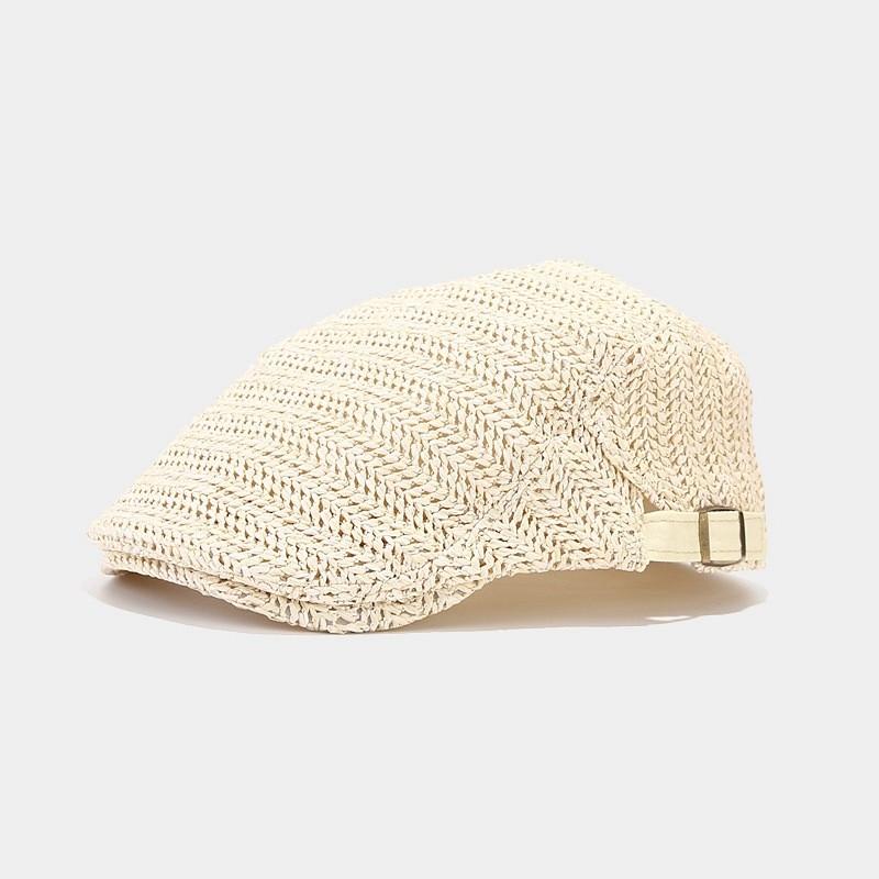 Straw Boater Hat For Women Sun Protection Summer Beach Casual Adjustable Chic Style