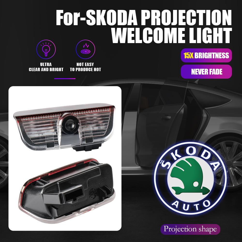 

2PCS Car Door Projector Decor Lamp LED Welcome Lights for Skoda Superb 2009 2013 2014 Badge Emblem Auto Decoration Accessories