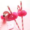 5Pcs Pink Flamingo Paper Straws Luau Tropical Beach Party Barware Favor
