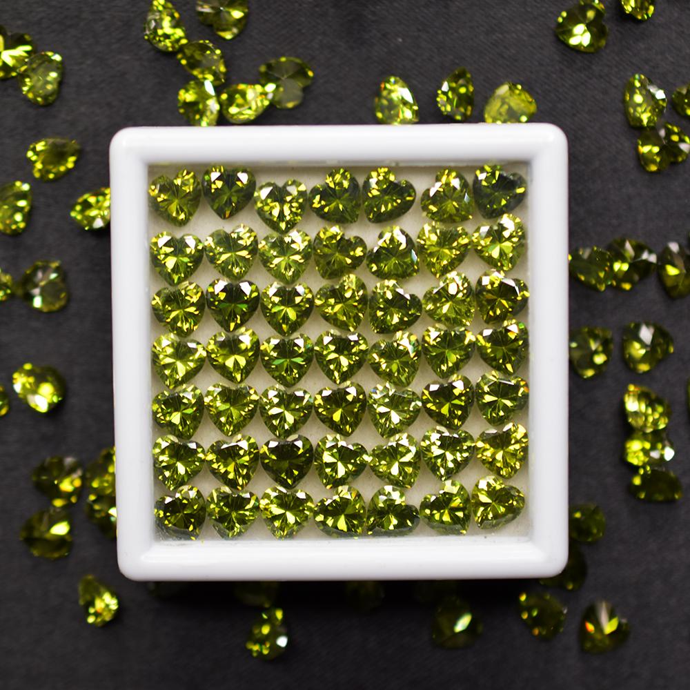 Natural Green Sapphire Loose Gemstone 9 pcs 6×6 mm Lot Heart Cut September Birthday Birthstone