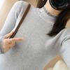 Knitted Sweater Autumn and Winter New Semi High Neck Sweater Women's Pullover Long Sleeved Slim Button Top