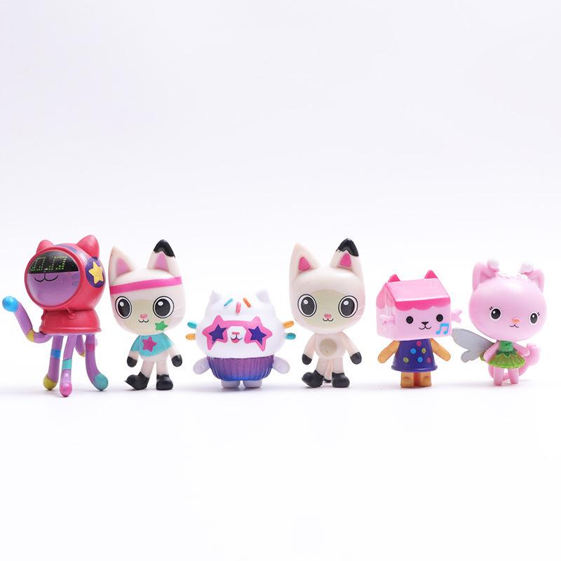 13Pcs Gabby Dollhouse Anime Figure Toy Smiling Car Cat Hug Gaby Girl Dolls Mercat Cartoon Action Figure Kids Xmas Birthday Gifts