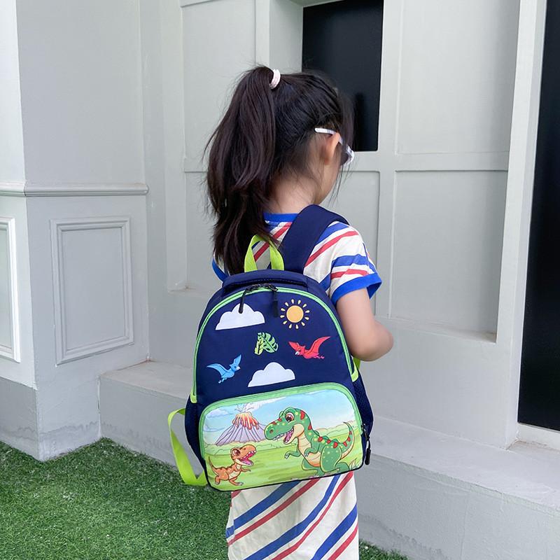 Adorable Dinosaur Cartoon Backpack Breathable Canvas For Kids Boys And Girls 2-6 Years