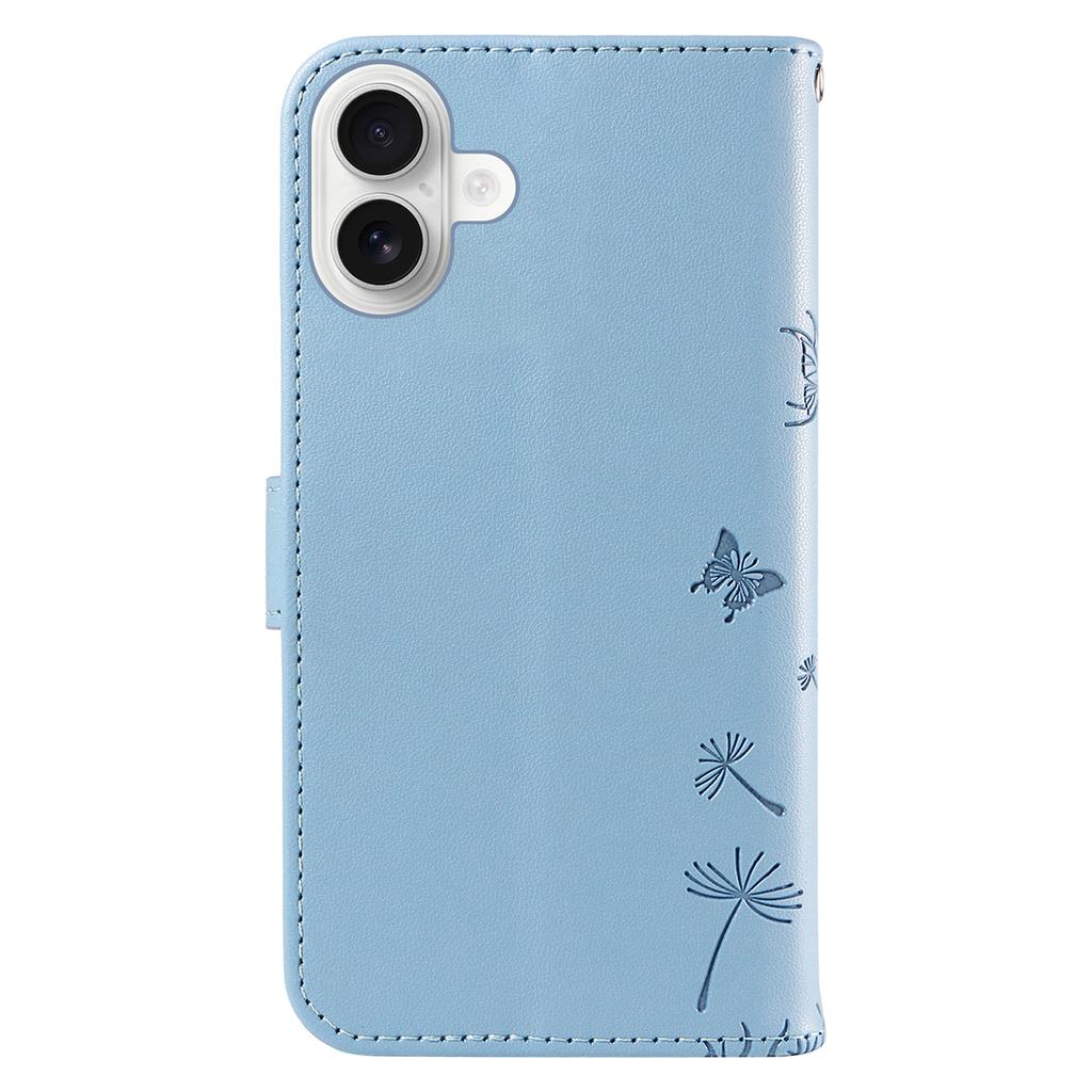 For iPhone 16 Plus Leather Case Wallet Phone Cover Dandelion Imprint