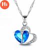 Hi Love Heart Romantic Love Wedding Necklace Women's Crystal Pendant Necklace
