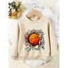 Unisex Kids Crewneck Sweatshirt, 3D Broken Wall Basketball Print Pullover, Boys Girls Sport Casual Sweatshirt For Kids Over 4 Years Old