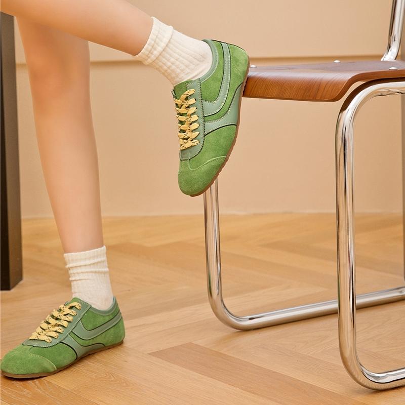 German Training Shoes Women Genuine Leather Women Sneakers Flat Lace-up Retro Large Size Forrest Gump Shoes Women