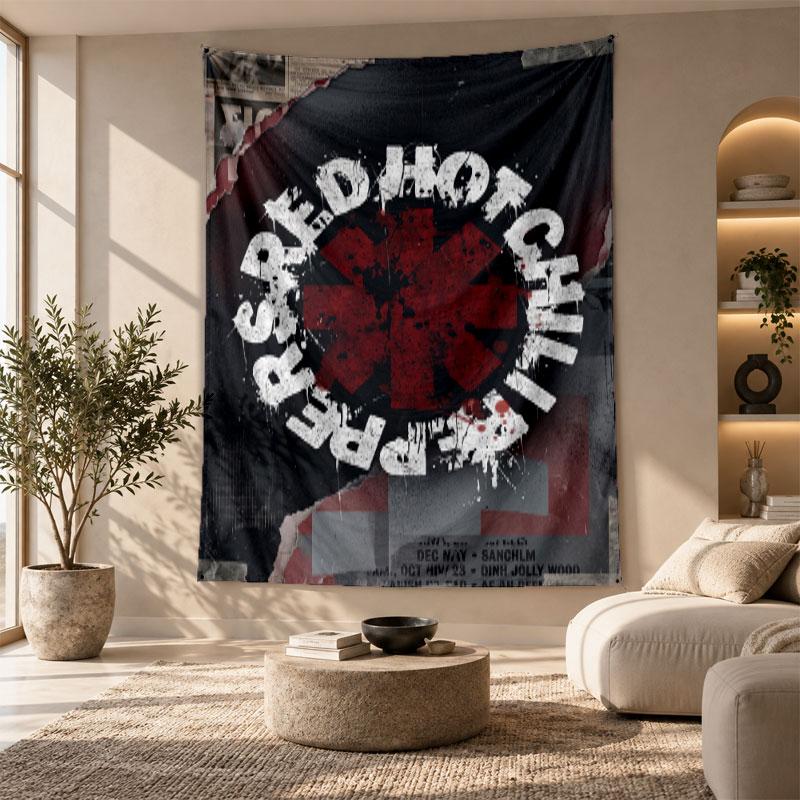 Arazzo Decorativo, Arte da Parete Stampata Red Hot Chili Peppers, Appeso a Parete Leggero per Sfondo della Camera da Letto
