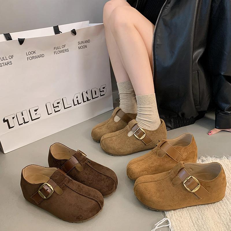 Buckle Casual Loafers Women's 2025 Autumn Korean Version of the New Fashionable and Comfortable Flat-bottom Matte Boken Single Shoes