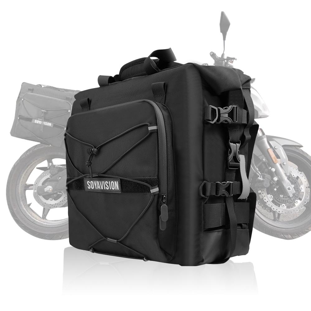 Motorcycle Side Bags Waterproof 20L Black Universal Hook Pannier Saddle Bag Travel Motorbike Luggage Pack Quick Release