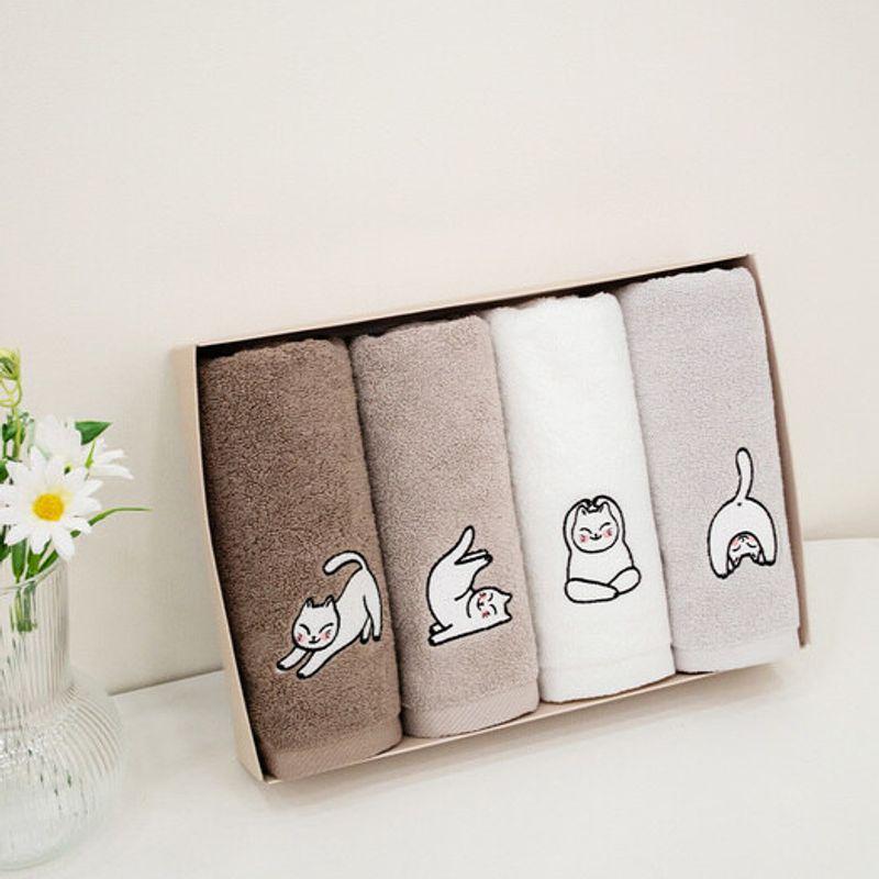 Songwol Towel Yoga Cat Hotel Towel 150g 4-piece Set