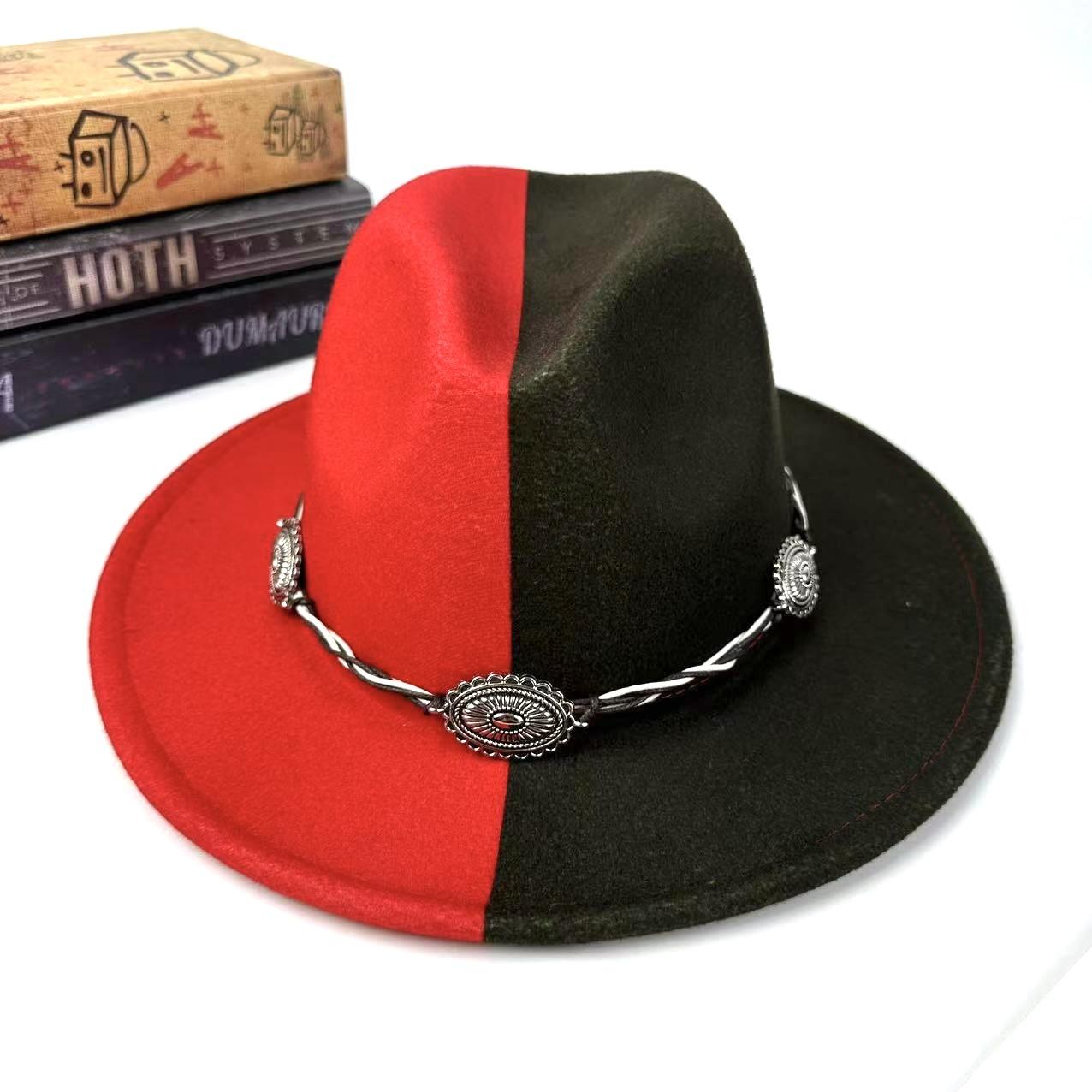 

European And Americanretro Trend Metal Performance Top Hat Fashion Autumn And Winter Jazz Hat Versatile Western Denim Hat M（56-58cm）