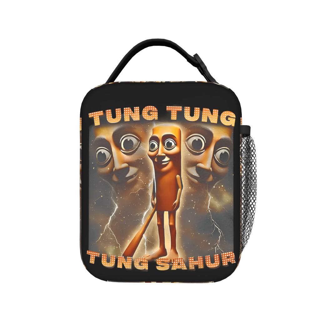 Tung Tung Tung Sahur Insulated Lunch Bags High Capacity Italian Brainrot Meme Meal Container Cooler Bag Tote Lunch Box Work