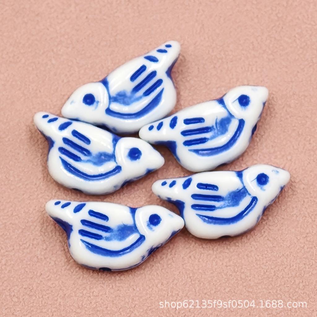Retro Blue Porcelain-Style Acrylic Beads for DIY Jewelry