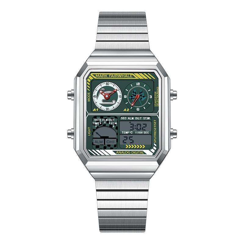 Mark Fairwhale Multifunctional Wristwatch Stopwatch Time and Week Electronic Movement Digital Watches for Men FW-4460-S1