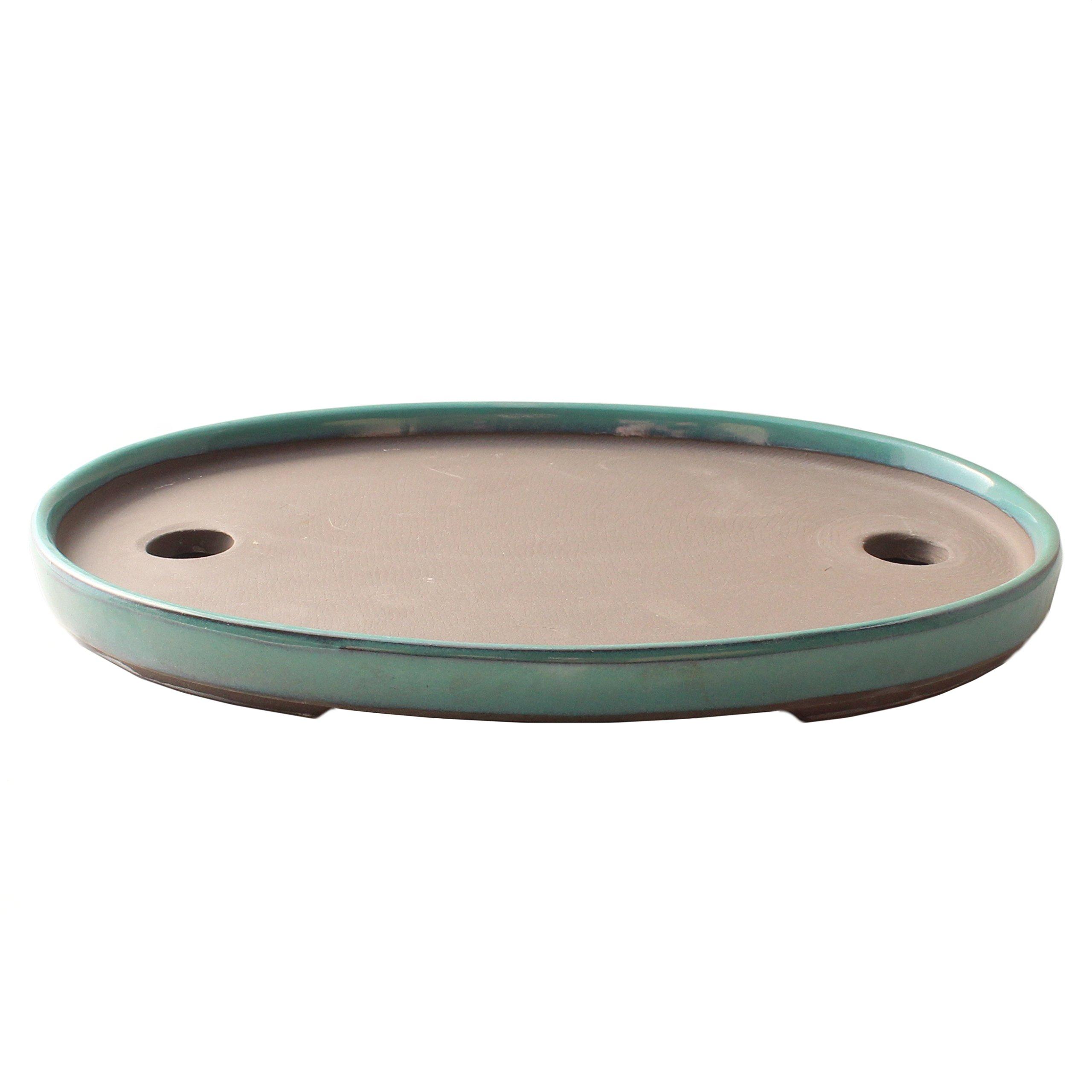 

Umekichi Bonsai bonsai oval cut Oribe Yokkaichi Banko suitable for mixed approximately 27cm Supplies, 8-inch pot, shallow, green, glaze, ware,