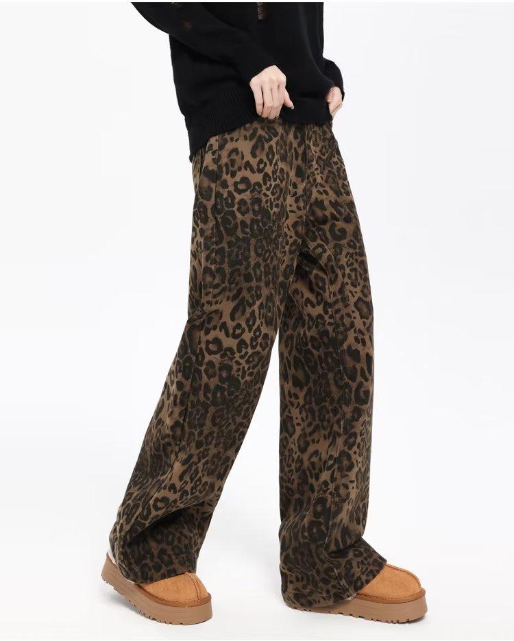 Unisex Retro-Freizeithose mit geradem Bein und Leopardenmuster