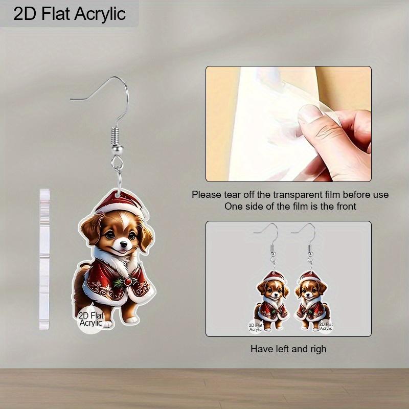 2D Flat Cute Christmas Dog Earrings Dangle Jewelry for Girls Women Gifts Charms